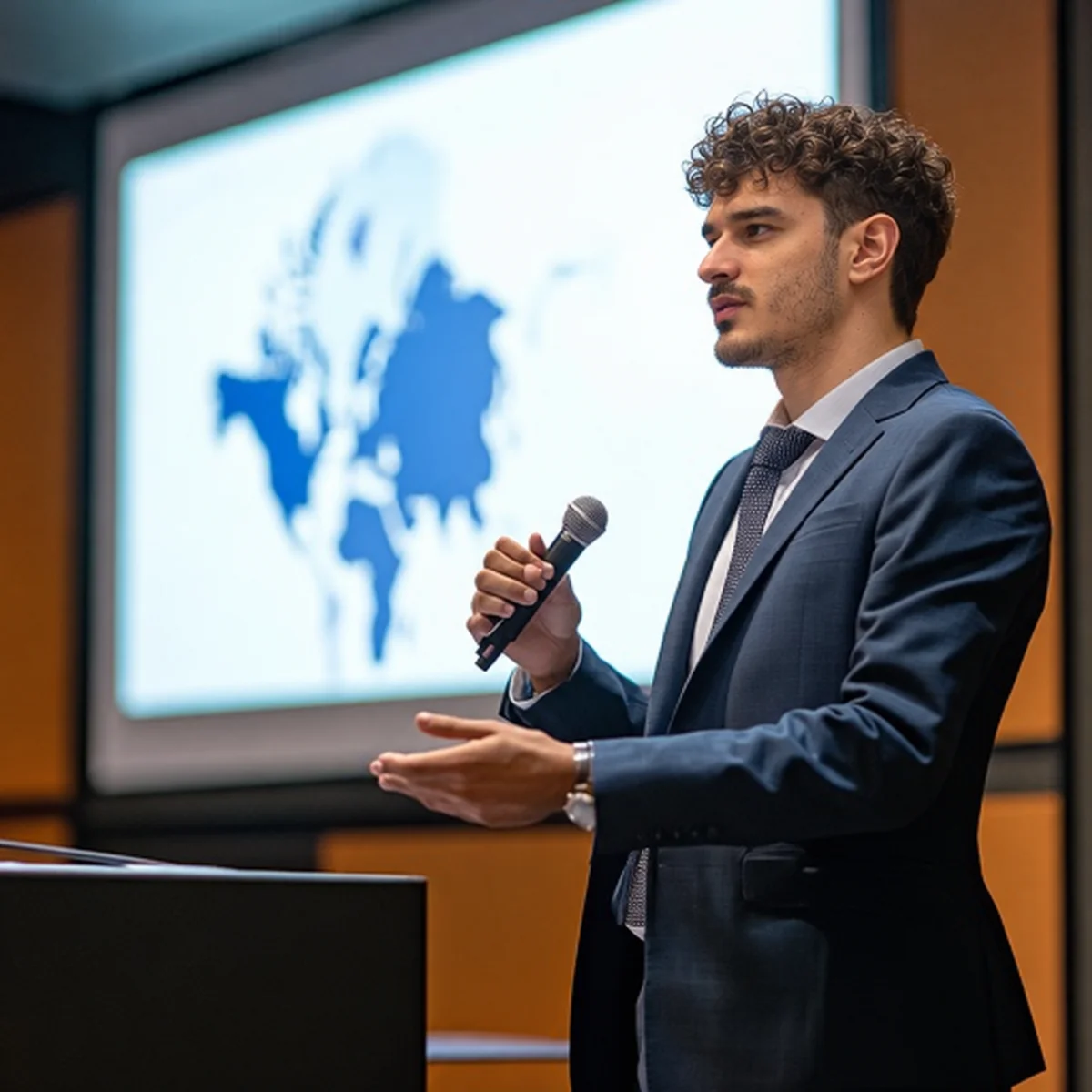 Professional image of Luca Cerullo presenting business concepts